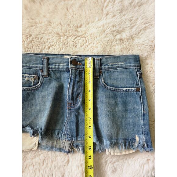 VTG y2k Abercrombie & Fitch Distressed Frayed Denim Mini skirt size 2 - Picture 8 of 10